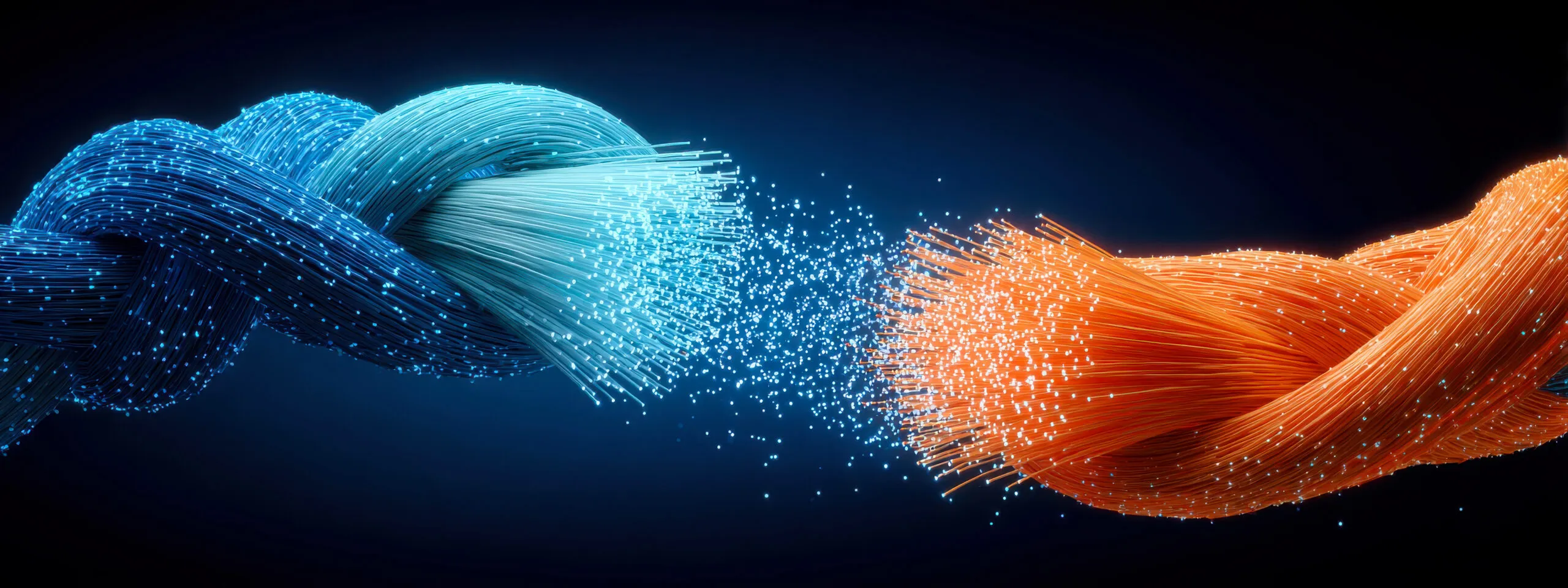 Fiber optic data cables representing scalable telecom platforms.