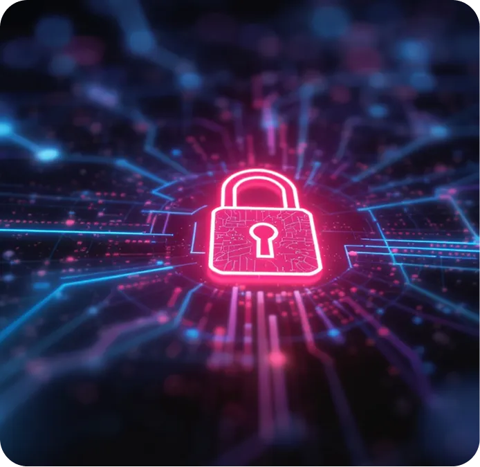 Secure digital lock interface representing travel cybersecurity and payment data protection.